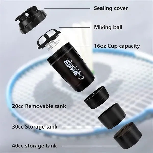 17 oz Protein Shaker Bottles w/ Powder Storage