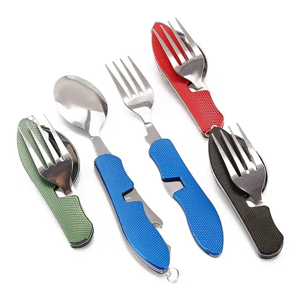 Multifunctional Outdoor Foldable Cutlery with Knife, Fork an