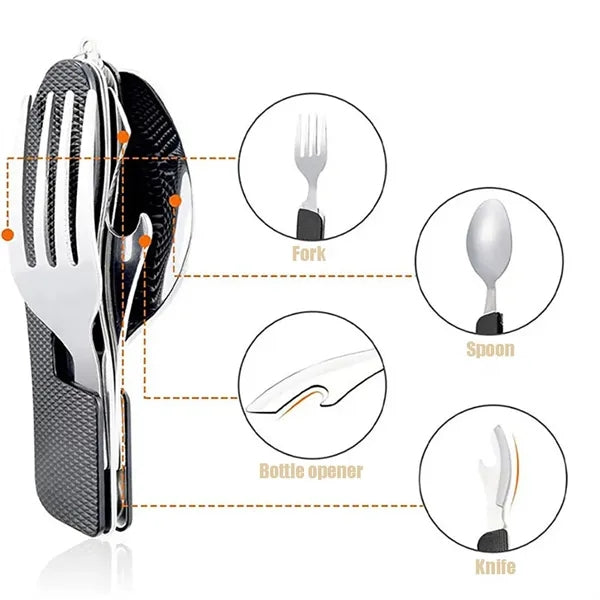 Multifunctional Outdoor Foldable Cutlery with Knife, Fork an