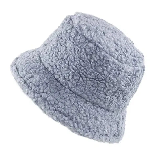 Women Winter Bucket Hat Warm Cloche Faux Fur Fisherman Cap