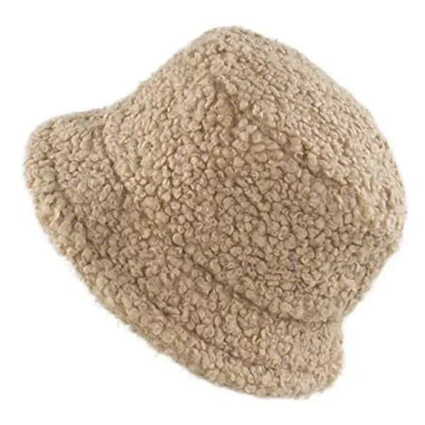 Women Winter Bucket Hat Warm Cloche Faux Fur Fisherman Cap