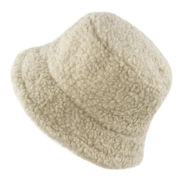 Women Winter Bucket Hat Warm Cloche Faux Fur Fisherman Cap