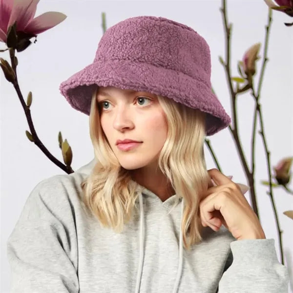 Women Winter Bucket Hat Warm Cloche Faux Fur Fisherman Cap