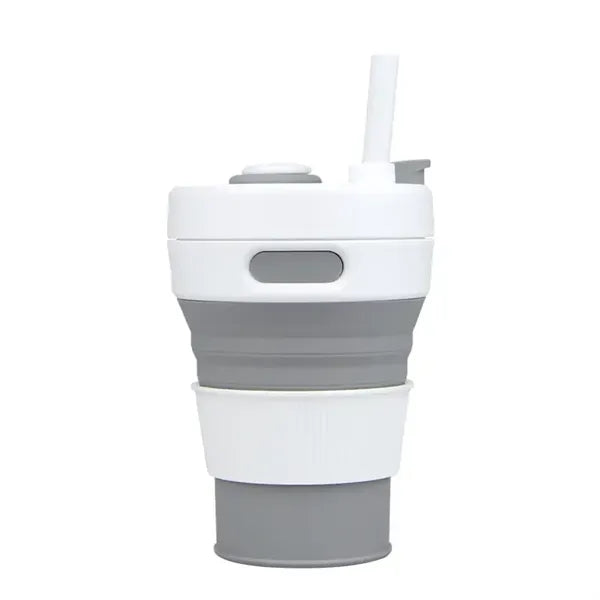 Silicone Collapsible Travel Folding Drinking Cup W/Lid