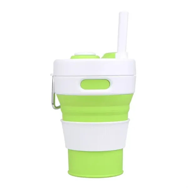 Silicone Collapsible Travel Folding Drinking Cup W/Lid