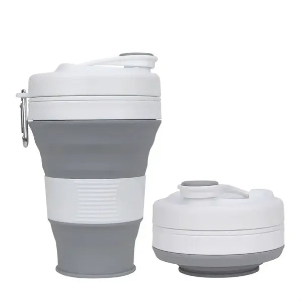Silicone Collapsible Travel Folding Drinking Cup W/Lid