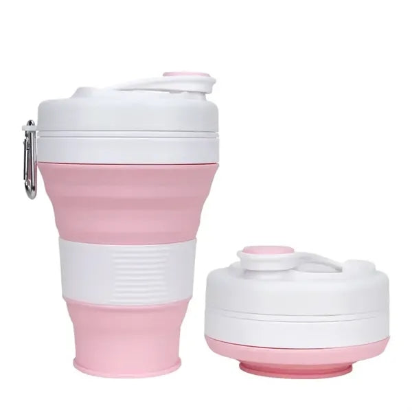 Silicone Collapsible Travel Folding Drinking Cup W/Lid