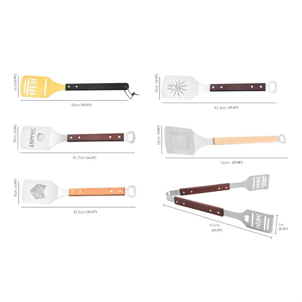 2-in-1 Steak Frying Spatula BBQ Grill Tongs & Bottle Opener