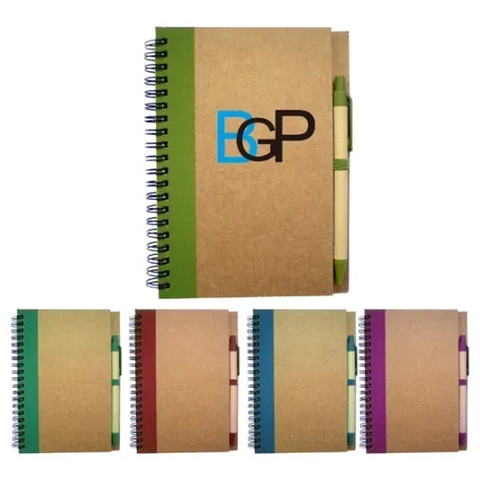 Recycled Kraft Paper Spiral Notebook With Pen