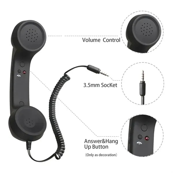 3.5mm Vintage Handheld Radiation Proof Telephone Handset