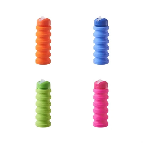 Portable Collapsible Silicone Water Bottle With Straw