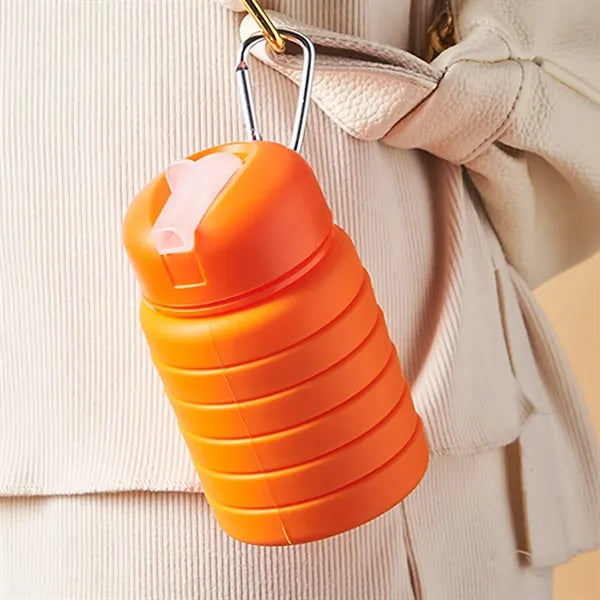 Portable Collapsible Silicone Water Bottle With Straw