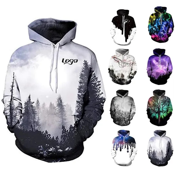 3D Digital Print Long Sleeve Hoodie
