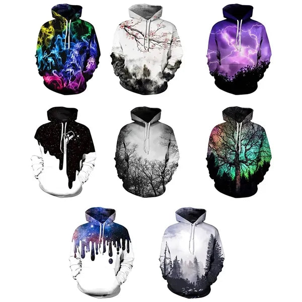 3D Digital Print Long Sleeve Hoodie