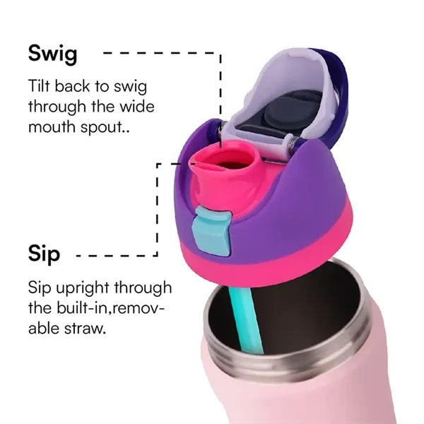 24oz Insulated Stainless Steel Sports Water Bottle with Stra