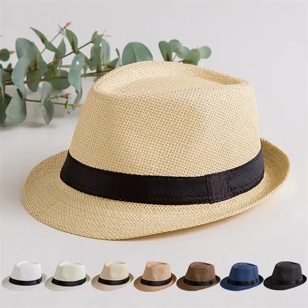 Summer Wide Brim Fedora Straw Beach Hat Panama Sun Cap