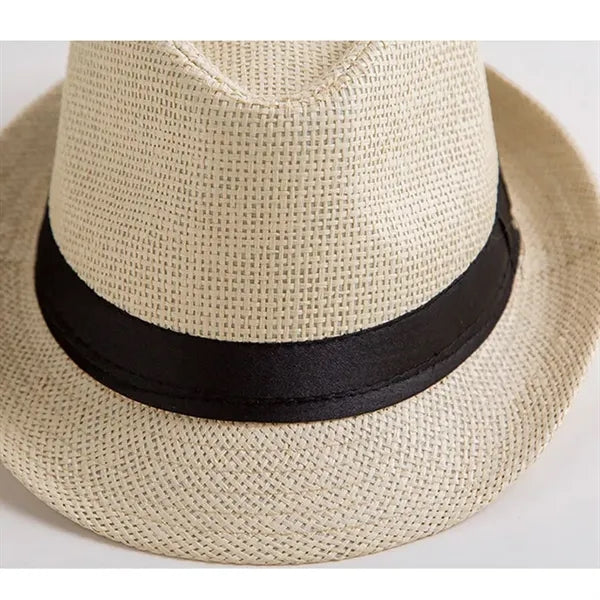 Summer Wide Brim Fedora Straw Beach Hat Panama Sun Cap