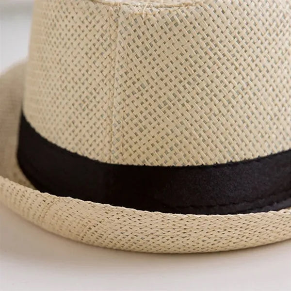 Summer Wide Brim Fedora Straw Beach Hat Panama Sun Cap