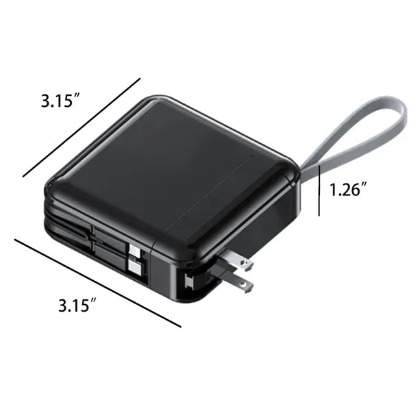 10000mAh Portable Charger w/ Built-in Cables & AC Wall Plug