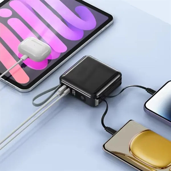 10000mAh Portable Charger w/ Built-in Cables & AC Wall Plug