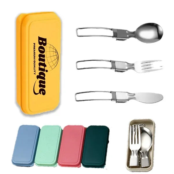 Stainless Steel Folding Travel Cutlery Utensils Set