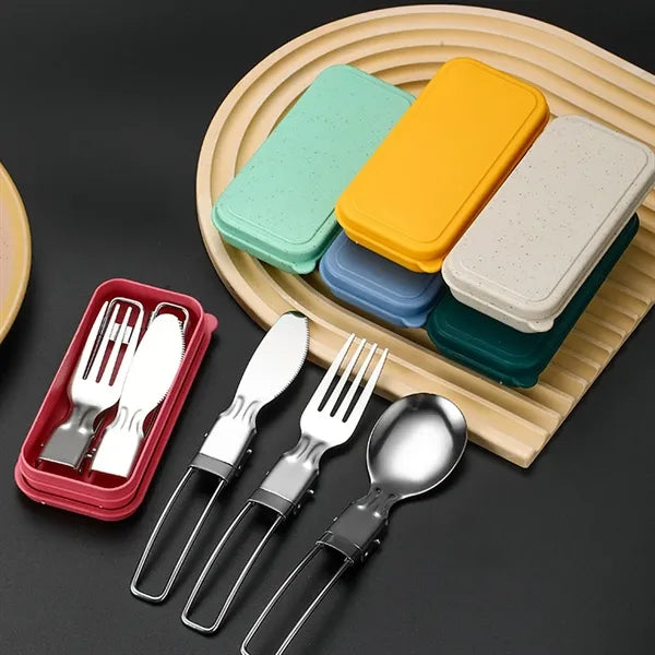 Stainless Steel Folding Travel Cutlery Utensils Set