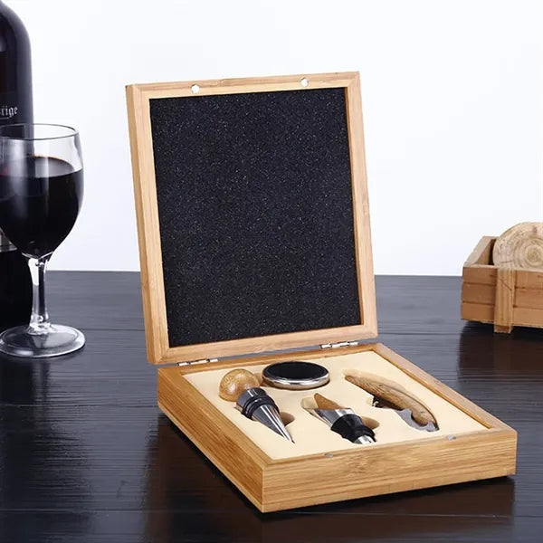 Classic Wooden Case Stainless Steel Wine Bottle Opener Set