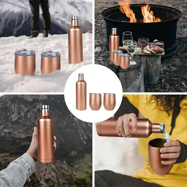 Insulated Wine Bottle and Tumbler with Lid Gift Set