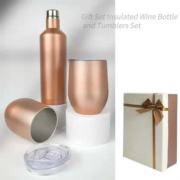 Insulated Wine Bottle and Tumbler with Lid Gift Set