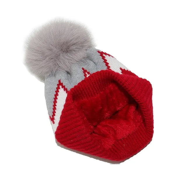 Geometric Wavy Stripes And Fleece Warm Knitted Hats