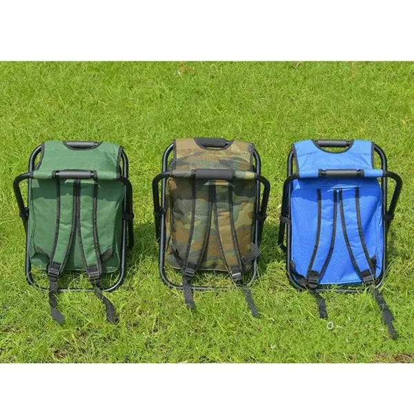 3 in 1 Foldable Camp Backpack Chair Stool with Storage Bag