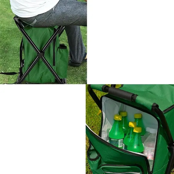 3 in 1 Foldable Camp Backpack Chair Stool with Storage Bag