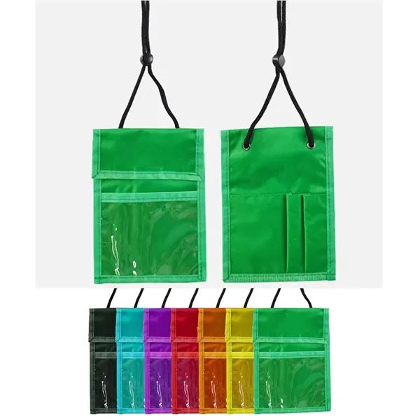 Passport Pouch Neck Wallet With Lanyard And PVC Pocket