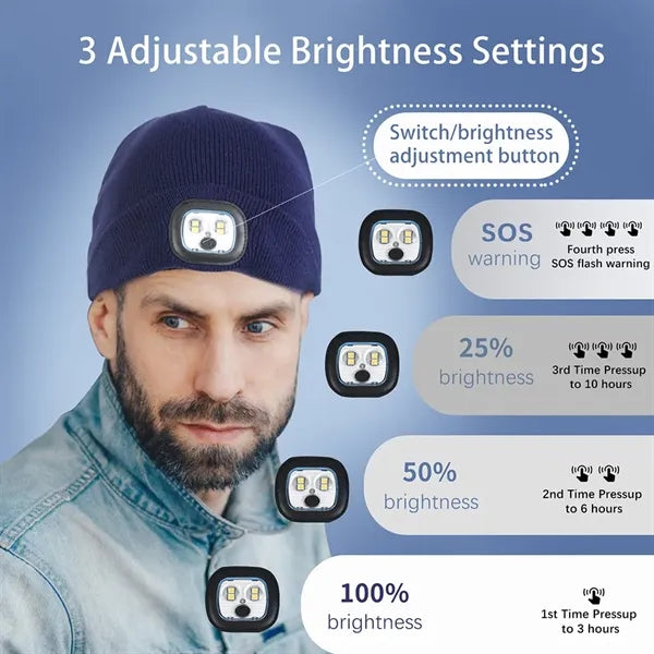 Unisex Rechargeable LED Knit Beanie Hat