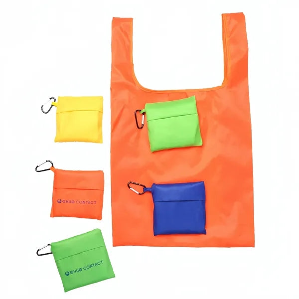 Eco-friendly Foldable Shoping Grocery Tote Bag w/Carabiner