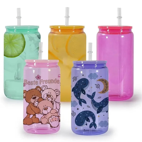 16oz Plastic Cup with Straw and Lid
