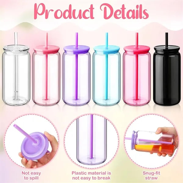 16oz Plastic Cup with Straw and Lid