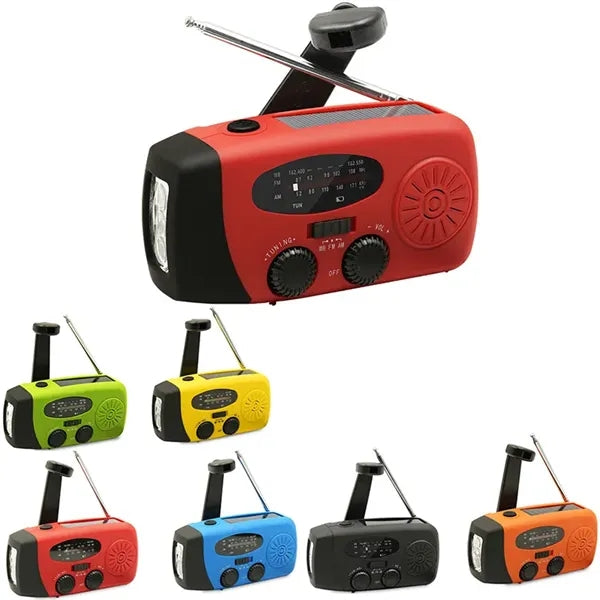 Portable Weather Hand Crank Radio Power Bank With Flashlight