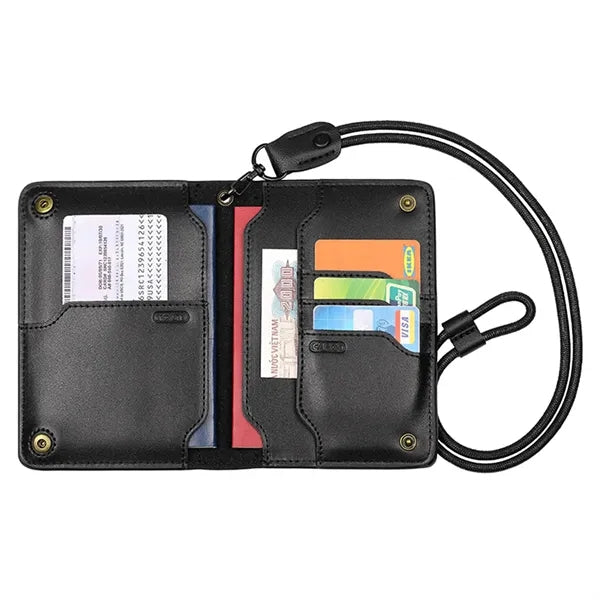 Leather Passport Holder with Lanyard
