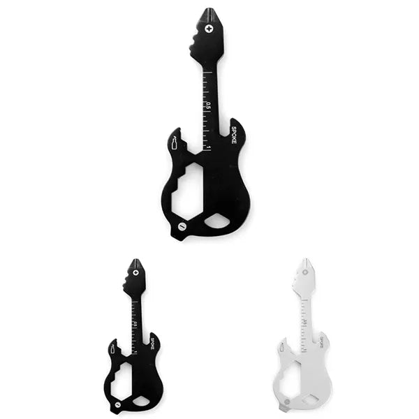 12 in 1 Guitar Shape Multi-function Keychain Tool with Scale