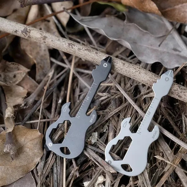 12 in 1 Guitar Shape Multi-function Keychain Tool with Scale