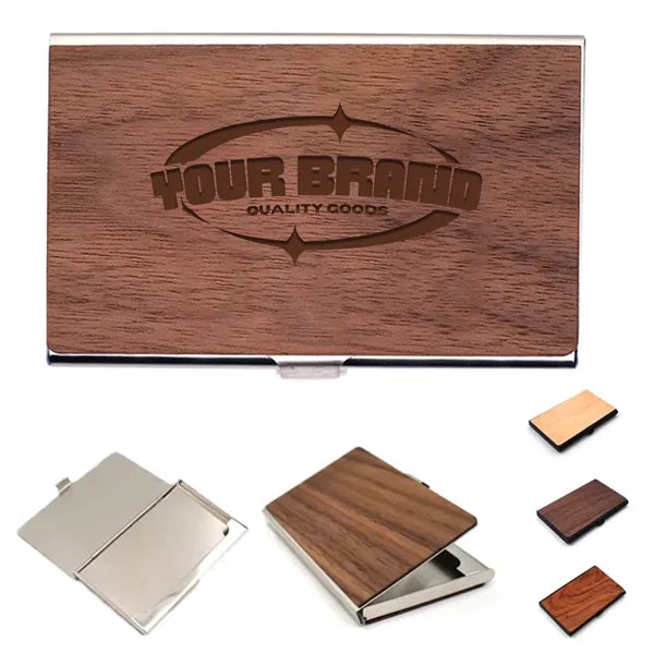 Classic Wood Business Engraved Card Case For Work Office