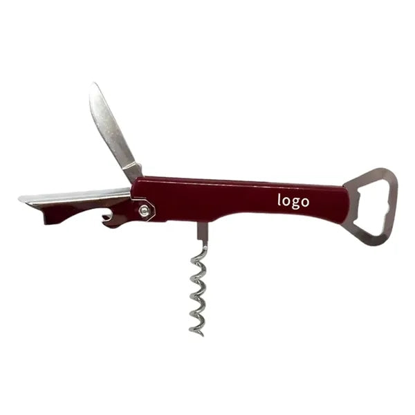 Foldable Corkscrew and Bottle Opener with Knife