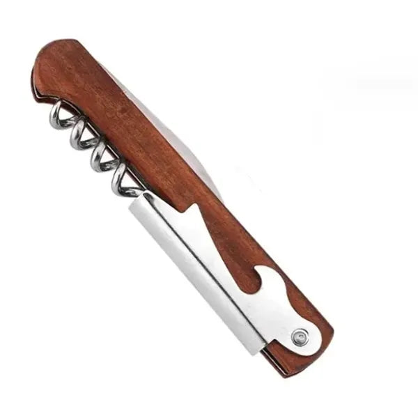 Wooden Wine and Bottle Opener with Knife