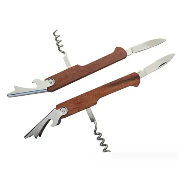 Wooden Wine and Bottle Opener with Knife