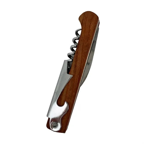 Wooden Wine and Bottle Opener with Knife