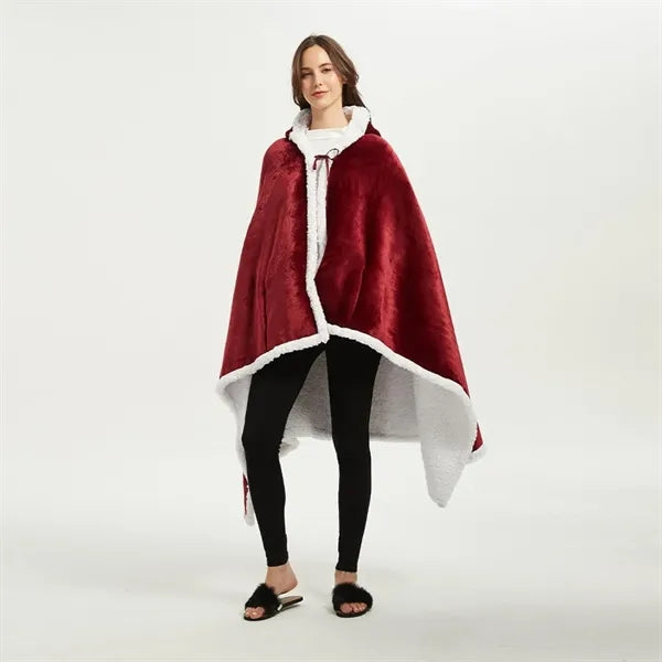 Wearable Hooded Blanket Poncho For Adult Women Men