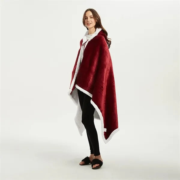 Wearable Hooded Blanket Poncho For Adult Women Men