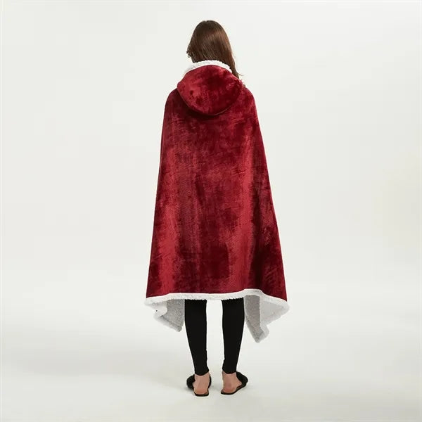 Wearable Hooded Blanket Poncho For Adult Women Men
