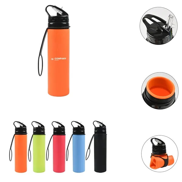 20 oz Collapsible Silicone Sports Water Bottle